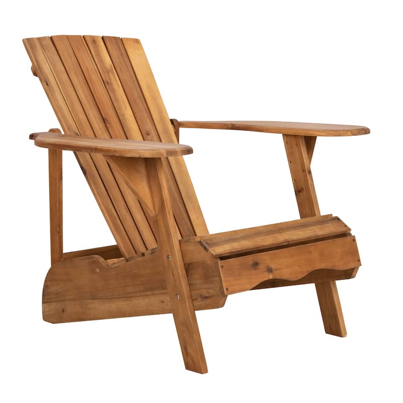 SAFAVIEH Outdoor Living Mopani Adirondack Natural Acacia Wood Chair - 33.5" W x 37.4" D x 32.7" H