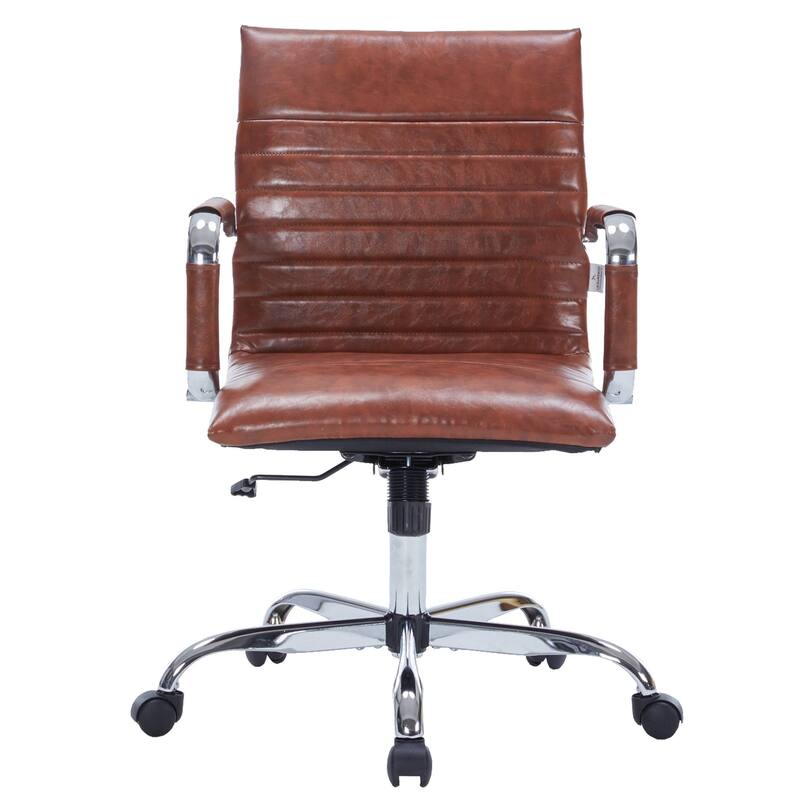 Harris Ergonomic Mid-Back Leather Office Chair with Metal Frame, Adjustable Height, Tilt Lock, and Swivel for Home Office