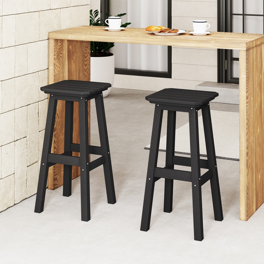 Laguna Hdpe All Weather Outdoor Patio 29" Square Bar Stool (Set Of 2)
