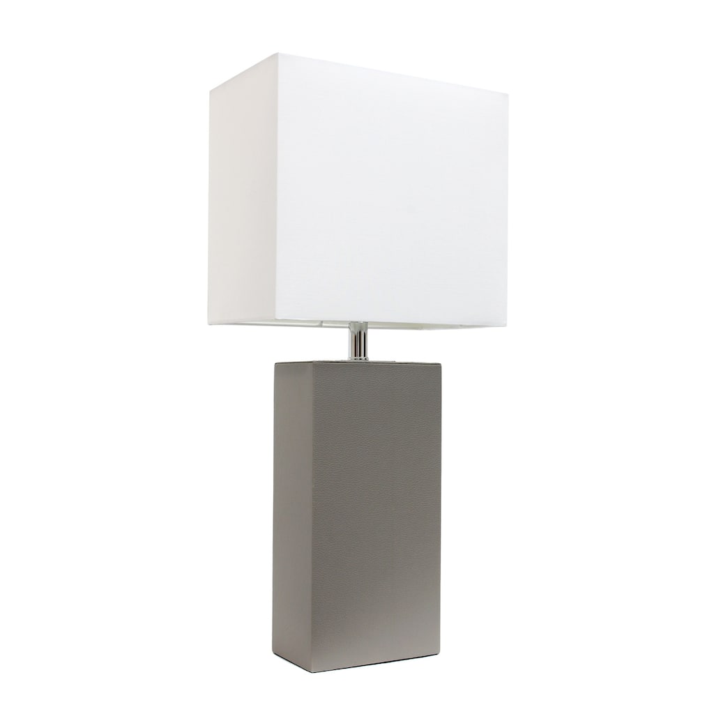 21 in. Gray Finish Table Lamp with White Shade, Sturdy Table Lamp for Living Rooms and Bedrooms