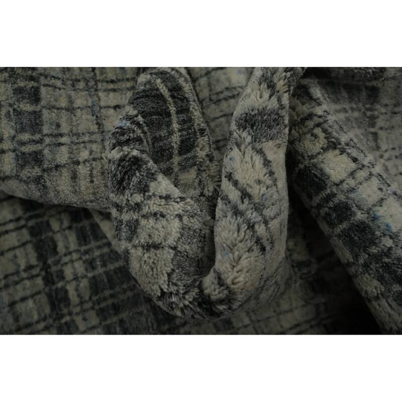 Hand Knotted Oriental 100% Wool Carpet Traditional Geometric Greys & Charcoal IKats Area Rug - 14' 5'' X 11' 6''