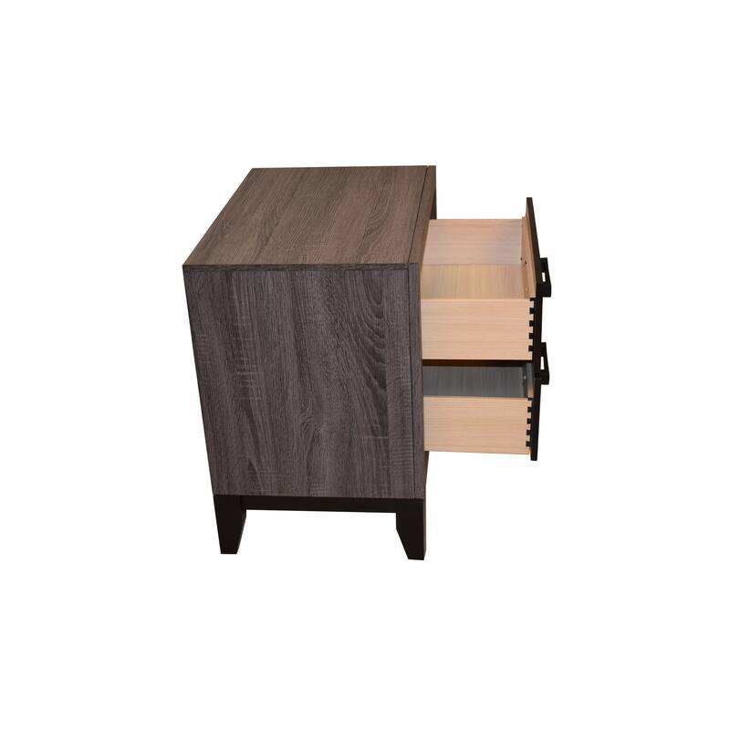Modern Wooden Nightstand, Small Bedroom Coffee Table with Metal Legs, Side Table with Drawer with Metal Handles