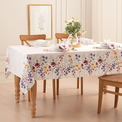 Poppy Wildflower Bordered Tablecloth