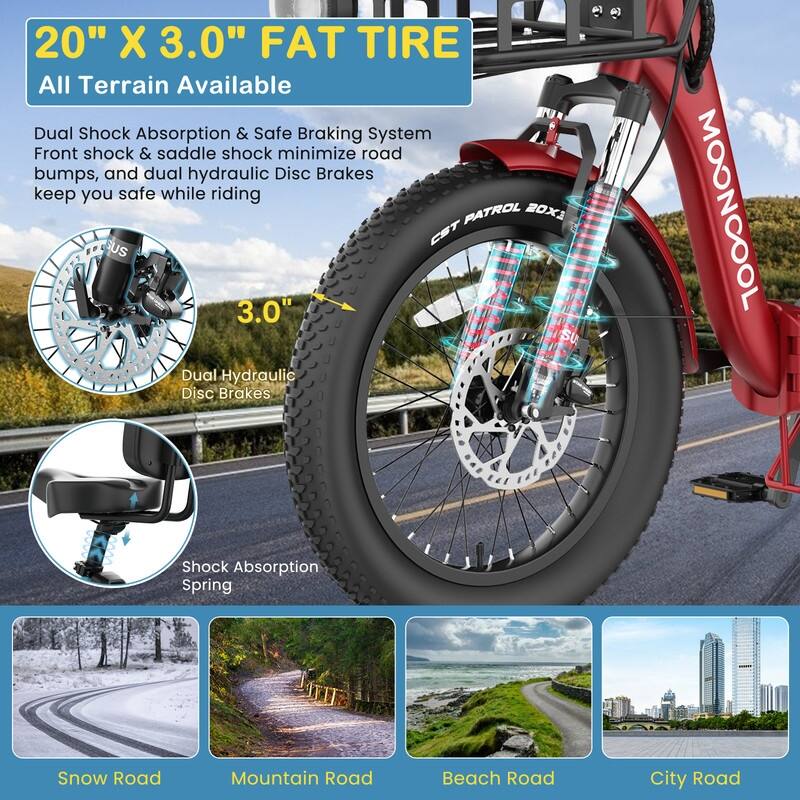 Folding Electric Tricycle for Adults, w/ Basket and Removable Battery