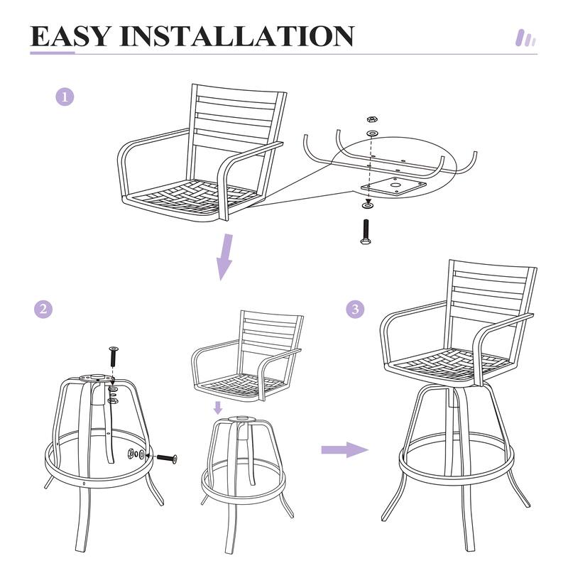 3/5-Piece Outdoor Bar Stool Set Aluminum Swivel Bar Stools with Sunbrella Cushion