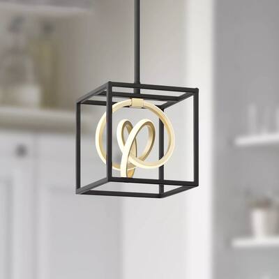 8" Wide Black Gold 3-Light LED Mini-Pendant - 8" x 42"