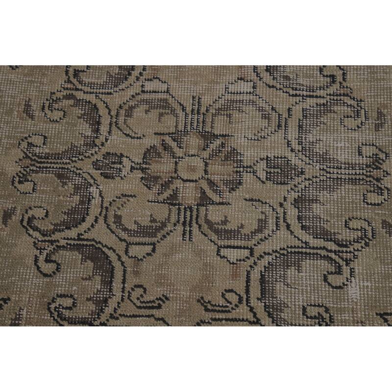 Traditional Tabriz Persian Vintage Beige Wool Carpet - 9'6" x 12'7"