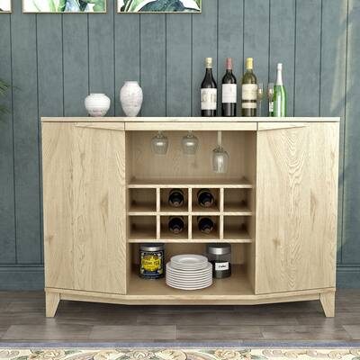 51" Wood Buffet Bar Cabinet with Wine Rack - Hold 8 Bottles