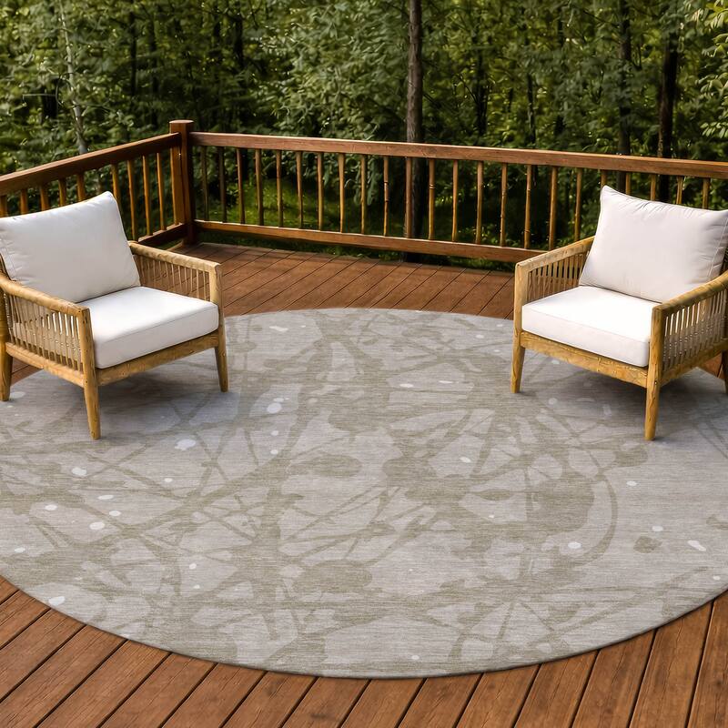 Machine Washable Indoor/ Outdoor Modern Campo Chantille Rug - Beige - 8' x 8'