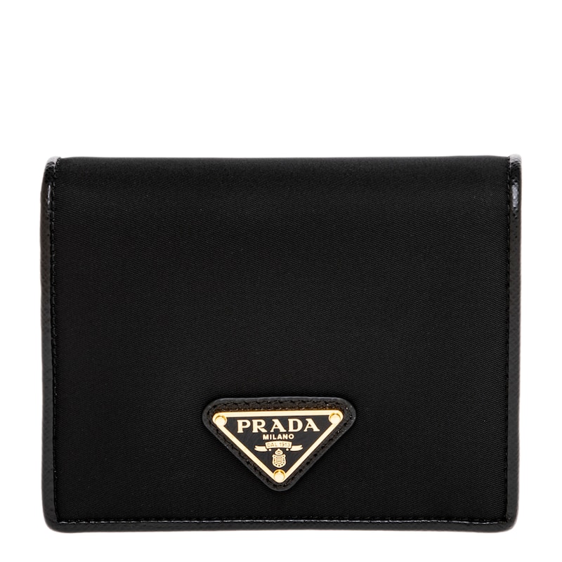 Prada Men's Logo Plaque Bifold Wallet - Black