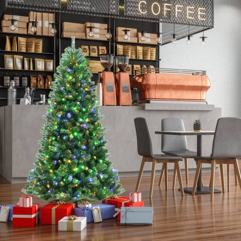 Gymax 6/7/8 FT Pre-lit Artificial Christmas Tree Hinged Xmas Tree w/ 9 - See Details