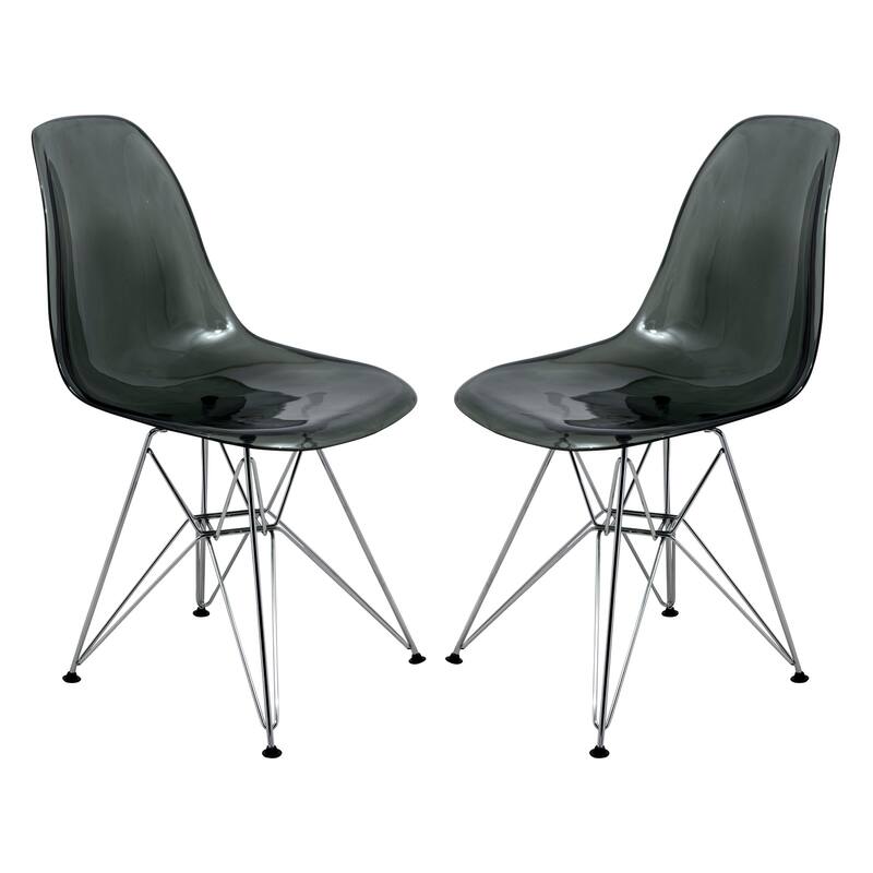 Cresco Plastic Dining Side Chair with Eiffel Base in Gold Set of 2 by LeisureMod - 20 x 32 x 17 - Black