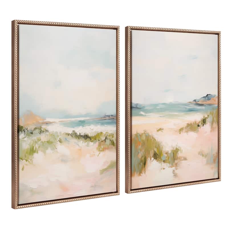 Kate and Laurel Sylvie Beaded Tranquil Landscape III and V Framed Canvas Art Set by Amy Lighthall