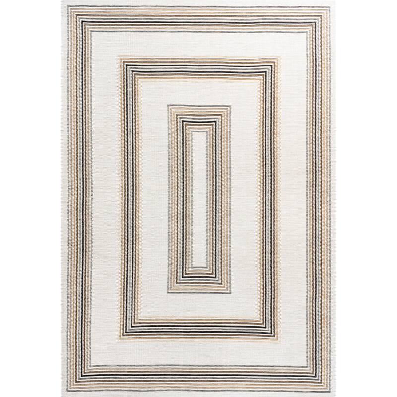 JONATHAN Y Reversible Eryx Classic Nautical Mitre Stripe Machine-Washable Indoor/Outdoor Rug - 5 X 8 - Black/Cream