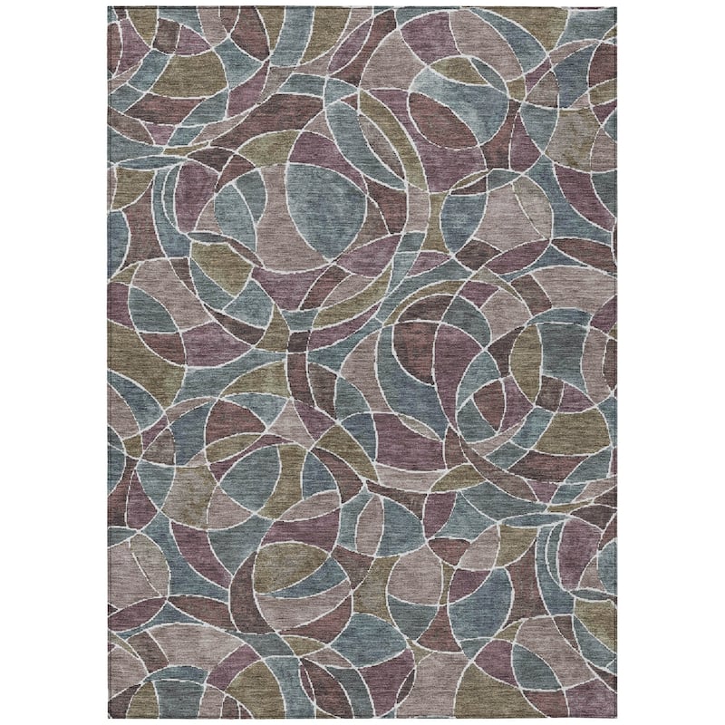Machine Washable Indoor/Outdoor Casual Mosaic Chantille Rug