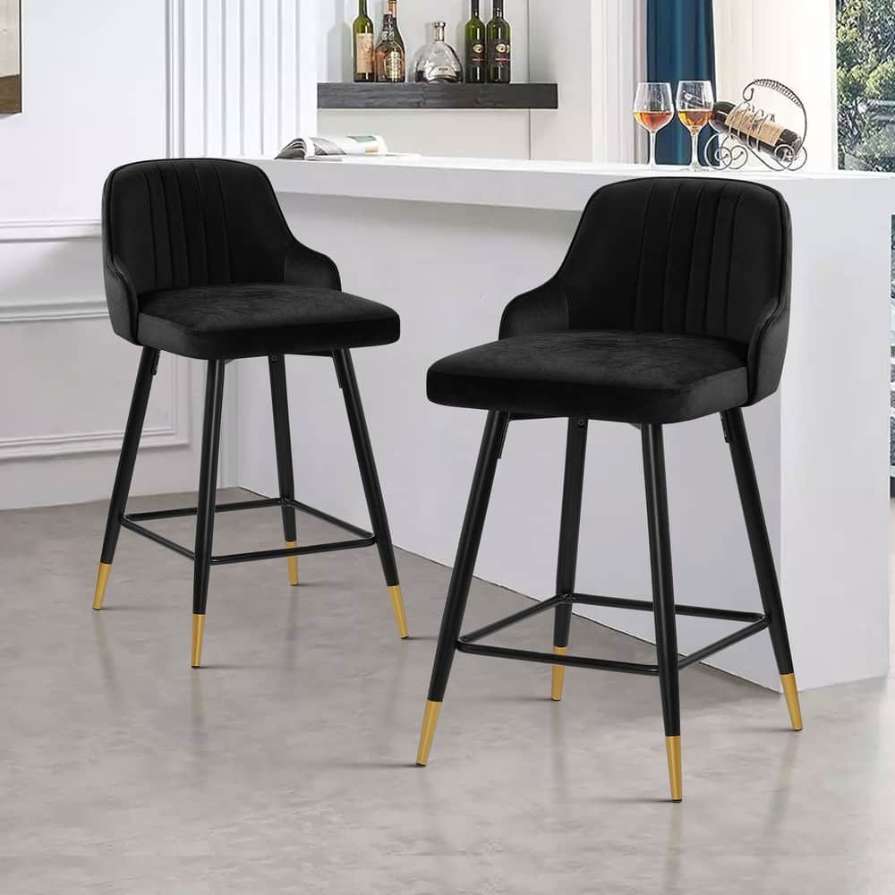 Modern Velvet Upholstered Swivel Counter/ Bar Stools Set of 2/4
