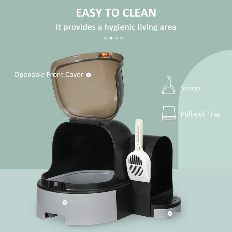 Cat Litter Box with Front Cover and Litter Scoop Included - 20.5" L x 23.6" W x 16.5" H