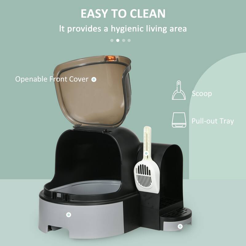 PawHut Cat Litter Box with Lid, Covered Litter Box, Easy to Clean & Open Including Openable Front Cover, Litter Scoop, Green