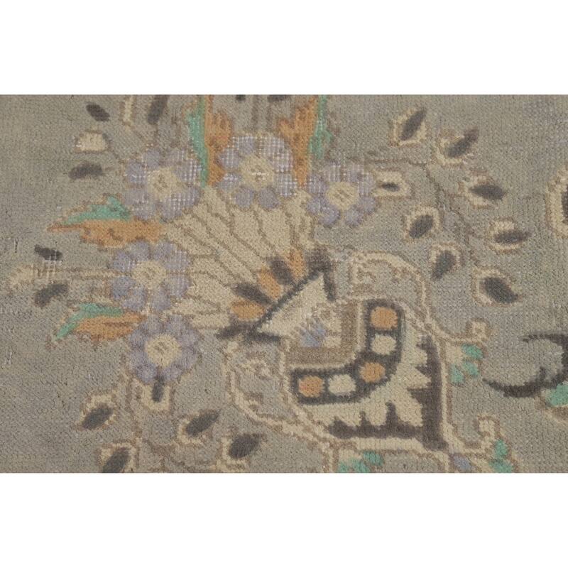 Geometric Tabriz Persian Vintage Area Rug Hand-Knotted Wool Carpet - 9'5" x 12'3"