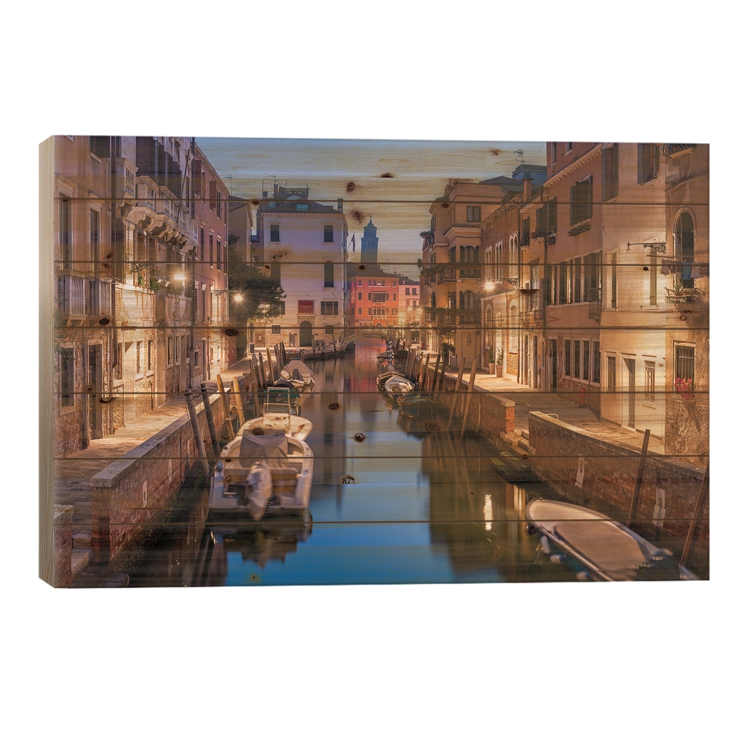 Romantic Canal In Venice, Italy Print On Wood by Jan Becke - Multi-Color