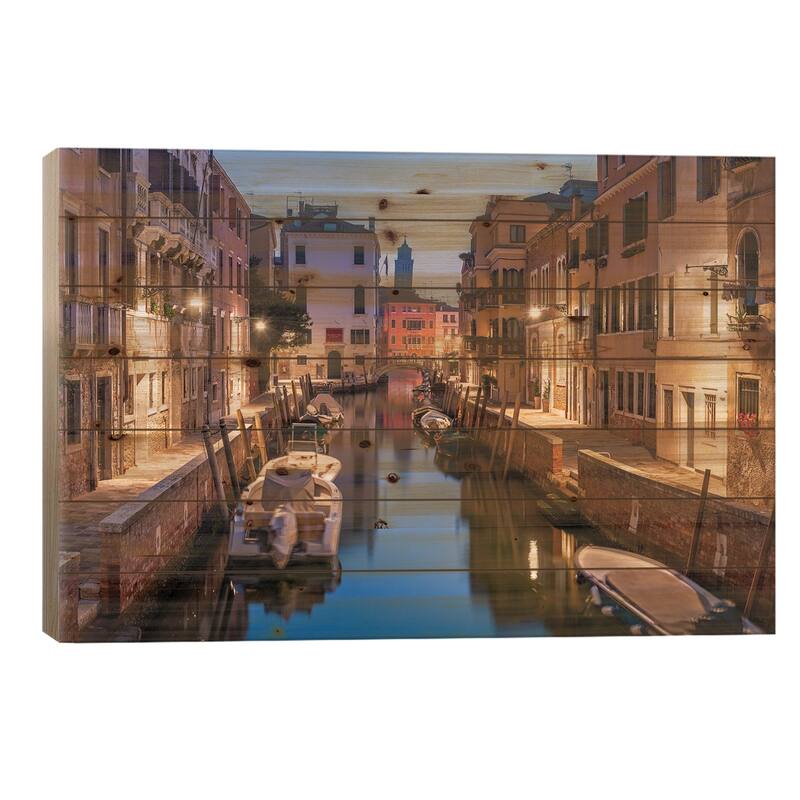 Romantic Canal In Venice, Italy Print On Wood by Jan Becke - Multi ...