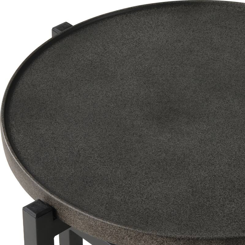 COSIEST Outdoor Round Lightweight Concrete Coffee Table Side Table