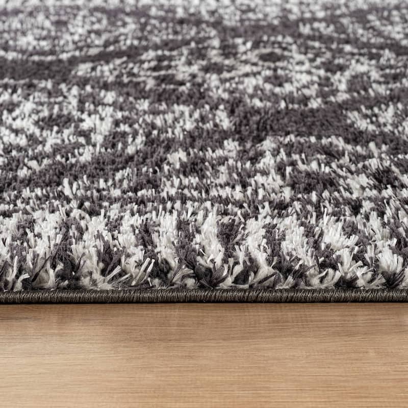 Geometric Shag Rug - Anthracite Dark Gray - Durable Rug for Living Room, Bedroom, or Entryway - Easy to Maintain