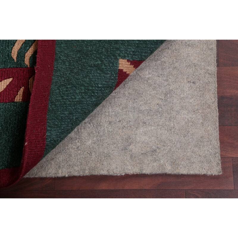 Vegetable Dye Nature Print Nepalese Area Rug Hand-knotted Wool Carpet - 5'9" x 7'0"