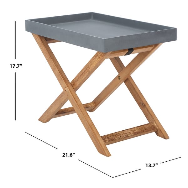 dimension image slide 1 of 2, SAFAVIEH Outdoor Alten Removable Tray Top Side Table - 21.6" W x 13.7" L x 17.7" H - 21.6" W x 13.7" L x 17.7" H