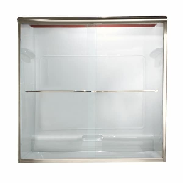 American Standard AM00350.400 60" x 58" Euro Frameless By-Pass Double Sliding Shower Door with Clear Glass