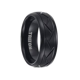 aldrich black tungsten ring with alternating diagonal cuts and brushed finish by triton rings 8mm - Tungsten Mens Wedding Rings aldrich black tungsten ring with alternating diagonal cuts and brushed finish by triton rings 8mm - Tungsten Mens Wedding Rings