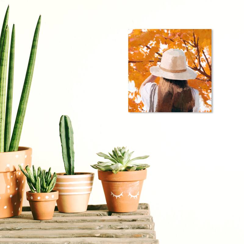 Wynwood Studio Canvas Fashion and Glam Fall Leaves Orange and Light Orange Modern & Contemporary Wall Art Canvas Print - 12 x 12