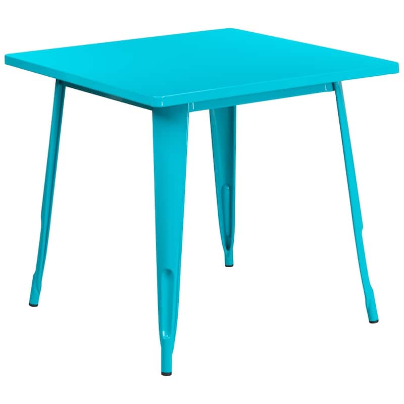31.5'' Square Metal Indoor-Outdoor Table - Crystal Teal-Blue
