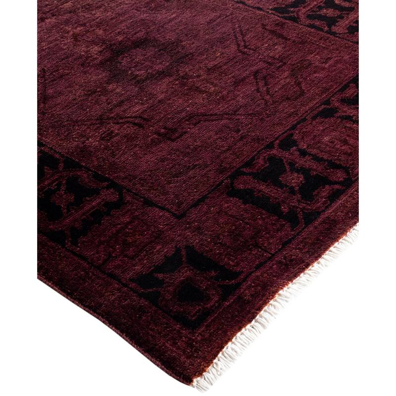 Overdyed One-of-a-Kind Hand-Knotted Area Rug - Purple - 3' 1" x 10' 1"