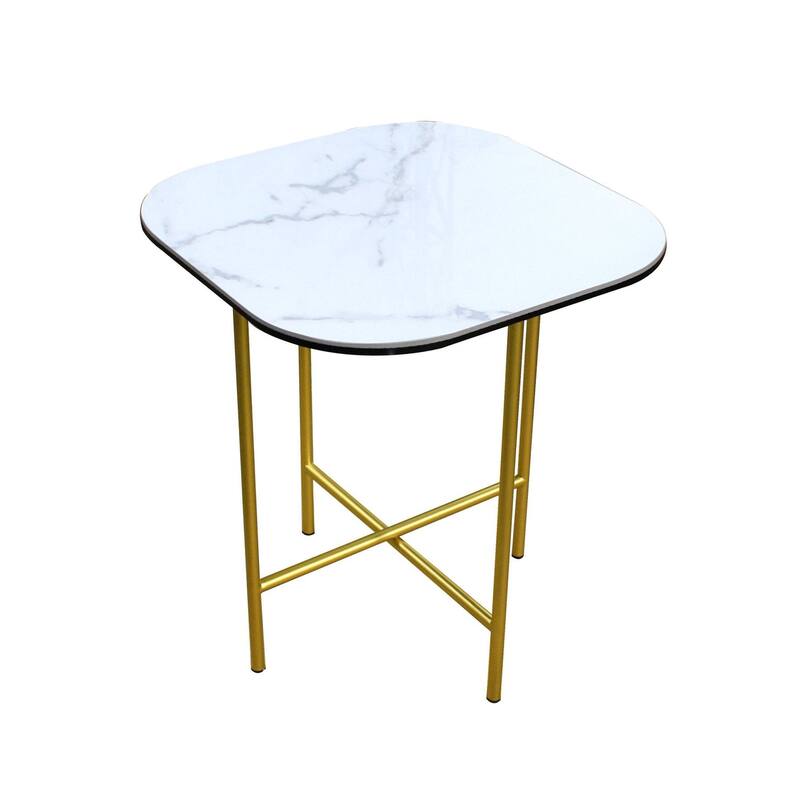 HomeRoots 22" White And Gold Ceramic And Metal Square End Table - 20' X '22' X '20