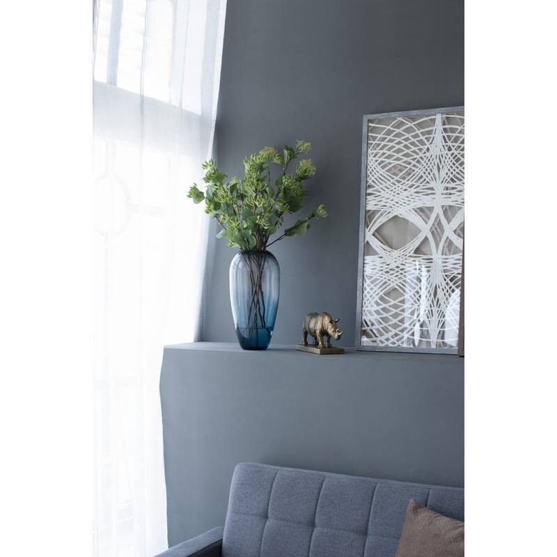 Handmade Glass Vase - 15" - Blue and Gray