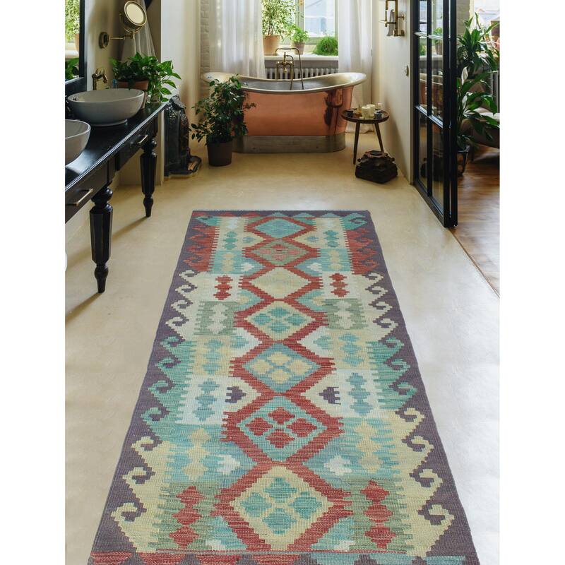 Sun Faded Flatweave Zach Red/Ivory Runner - 2'7" x 7'1"