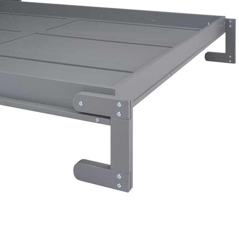 Space-Saving Queen Size Murphy Bed with Shelf, Gray