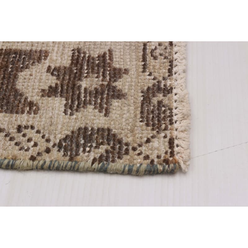 ECARPETGALLERY Hand-knotted Antalya Vintage Khaki Wool Rug - 4'5 x 7'6