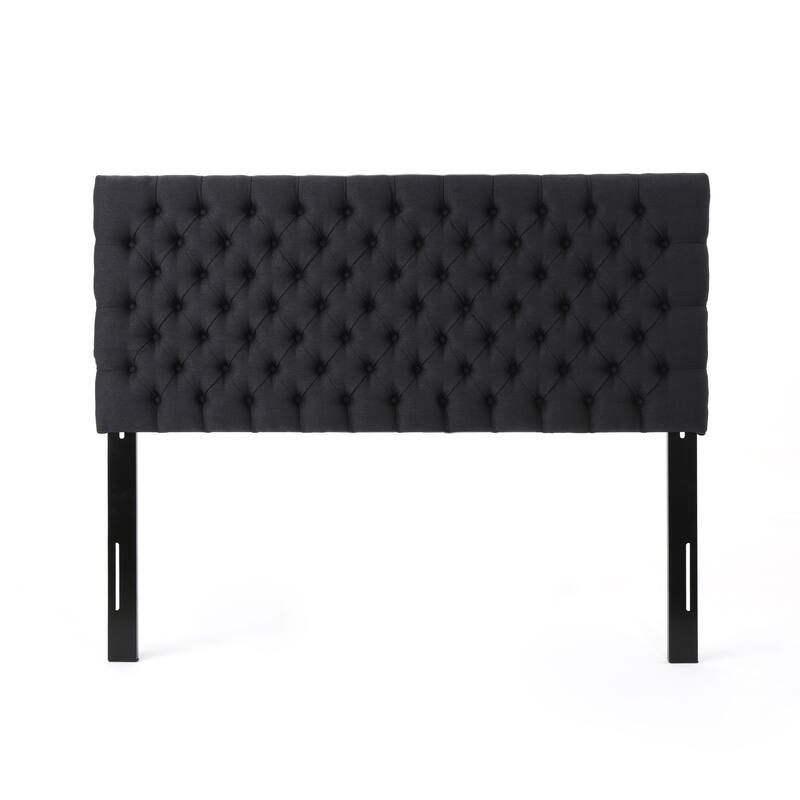 Tufted Upholstered Queen Size Bed Headboard in Modern Button Design, Adjustable Solid Wood Head Board