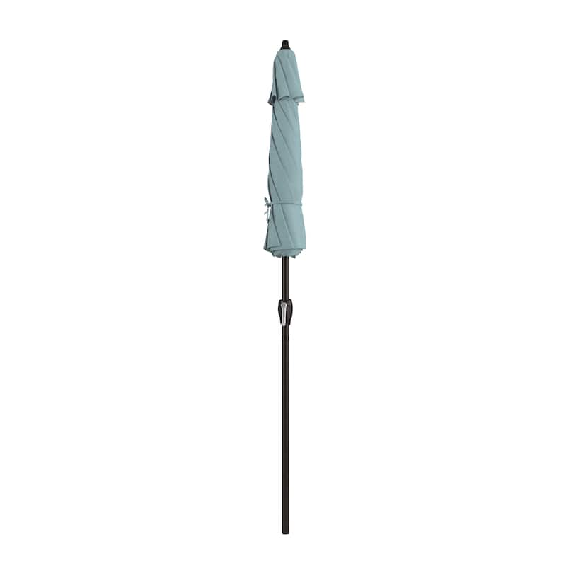 California Umbrella 7.5' Round Aluminum Crank Lift Auto Tilt 8 Rib Patio Umbrella, Bronze Finish, Sunbrella Fabric