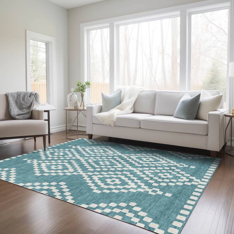 Machine Washable Indoor/ Outdoor Chantille Boho Moroccan Rug