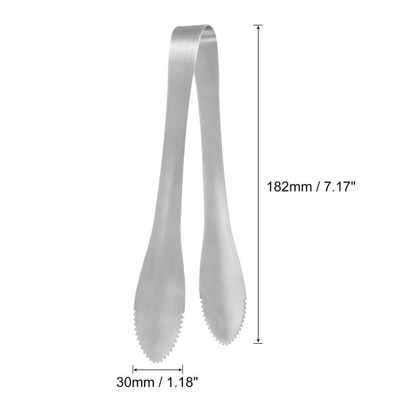 Serving Tongs, 4pcs 7 Inch - Stainless Steel Ice Tong for Bar, Cafe - Silver - Silver