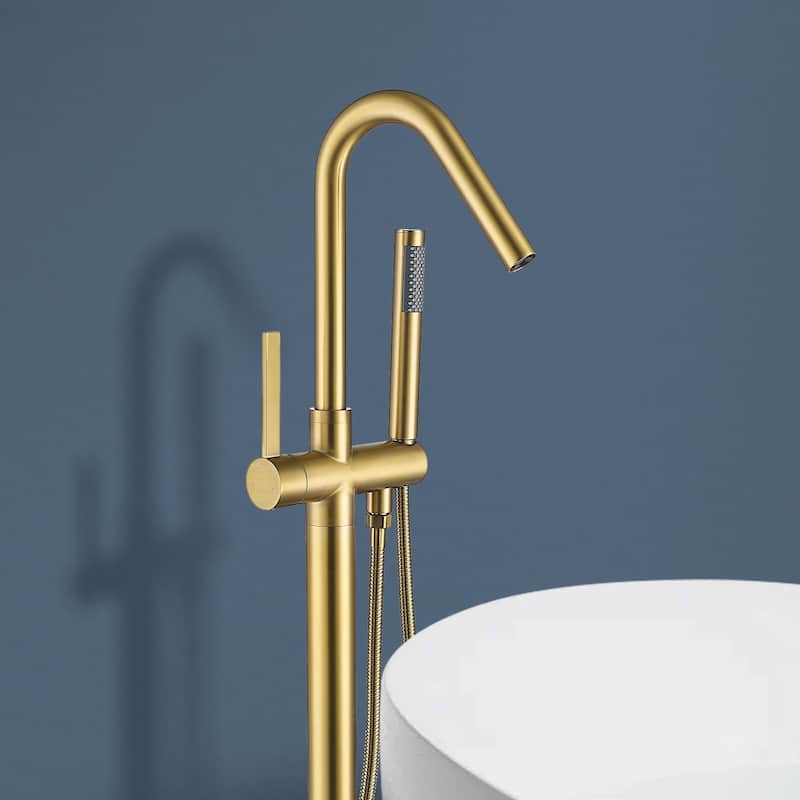 Topcraft Floor Mounted Bathtub Filler with Handheld Showerhead