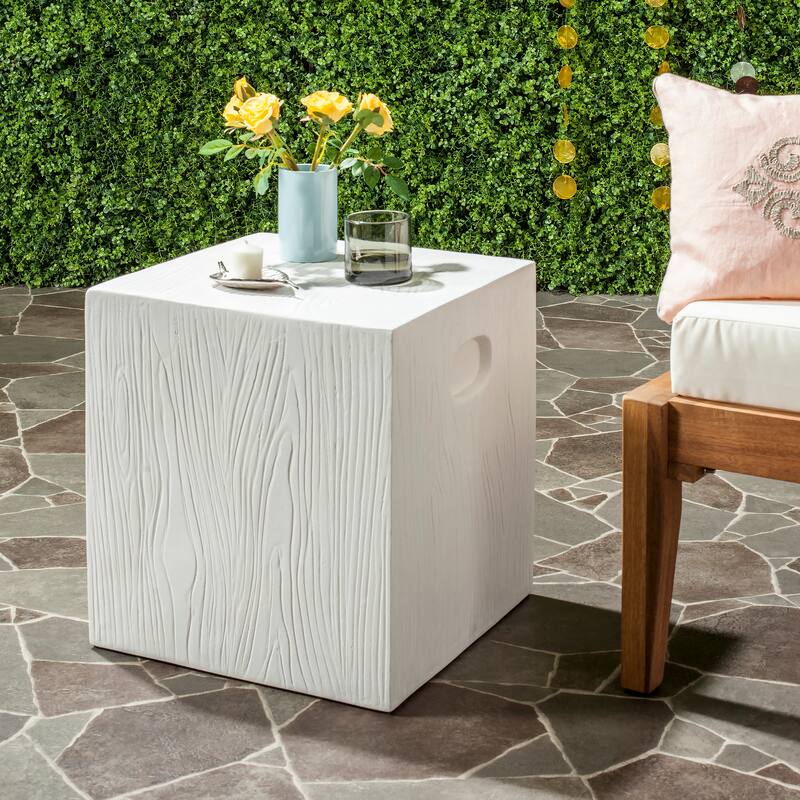 SAFAVIEH Mahin Cube Concrete Indoor/ Outdoor Accent Table (Dark Grey) - 14.9"x14.9"x16.5" - 15Wx15Dx17H