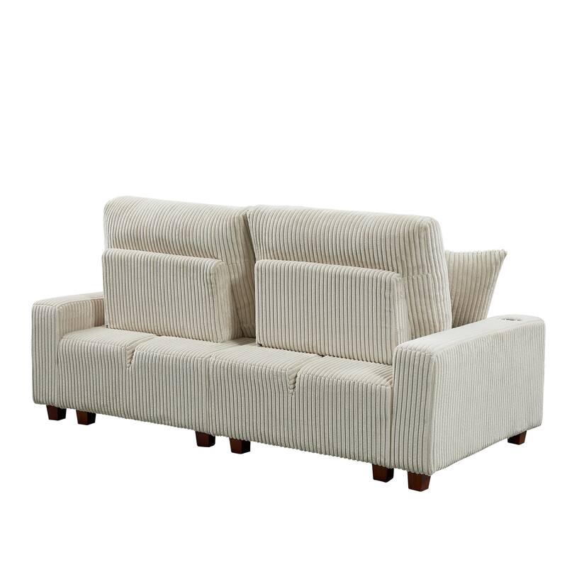 74'' Wide Upholstered Chaise Lounge Loveseat with Adjustable Backrest