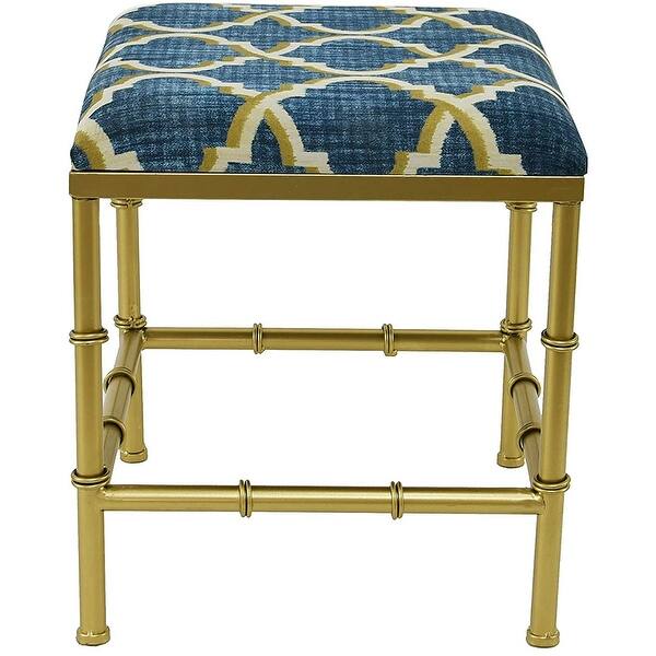 Modern Fabric Upholstered Ottoman With Foam Padding And Bamboo Metal Legs 18 Wide Overstock