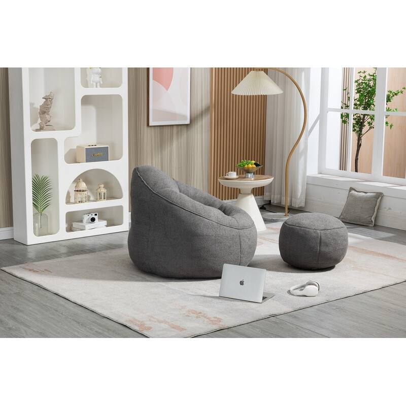 Bean Bag Chair w/Foot Stool in Multiple Colors, Giant Foam-Filled Furniture-Maximum Comfort Bean Bag
