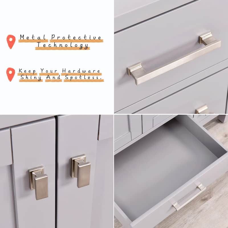 Prismosaic 42 inch Bathroom Vanity Set in Lunar Gray, Middle Sink