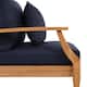 SAFAVIEH Couture Freida Wood Patio Arm Chair - 31.4" W x 35.6" L x 32.6" H - 31"W x 36"D x 33"H